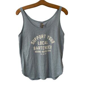 Good Land Supply Co Support Your Local Bartender Tank Top Women Medium Blue NEW
